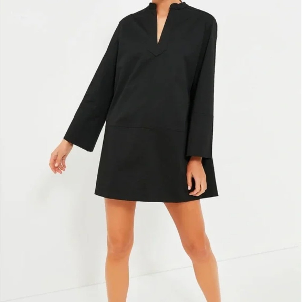 Pomander Place Roxanne Tunic Dress Mini Shift Black Cotton Blend Stretch Med